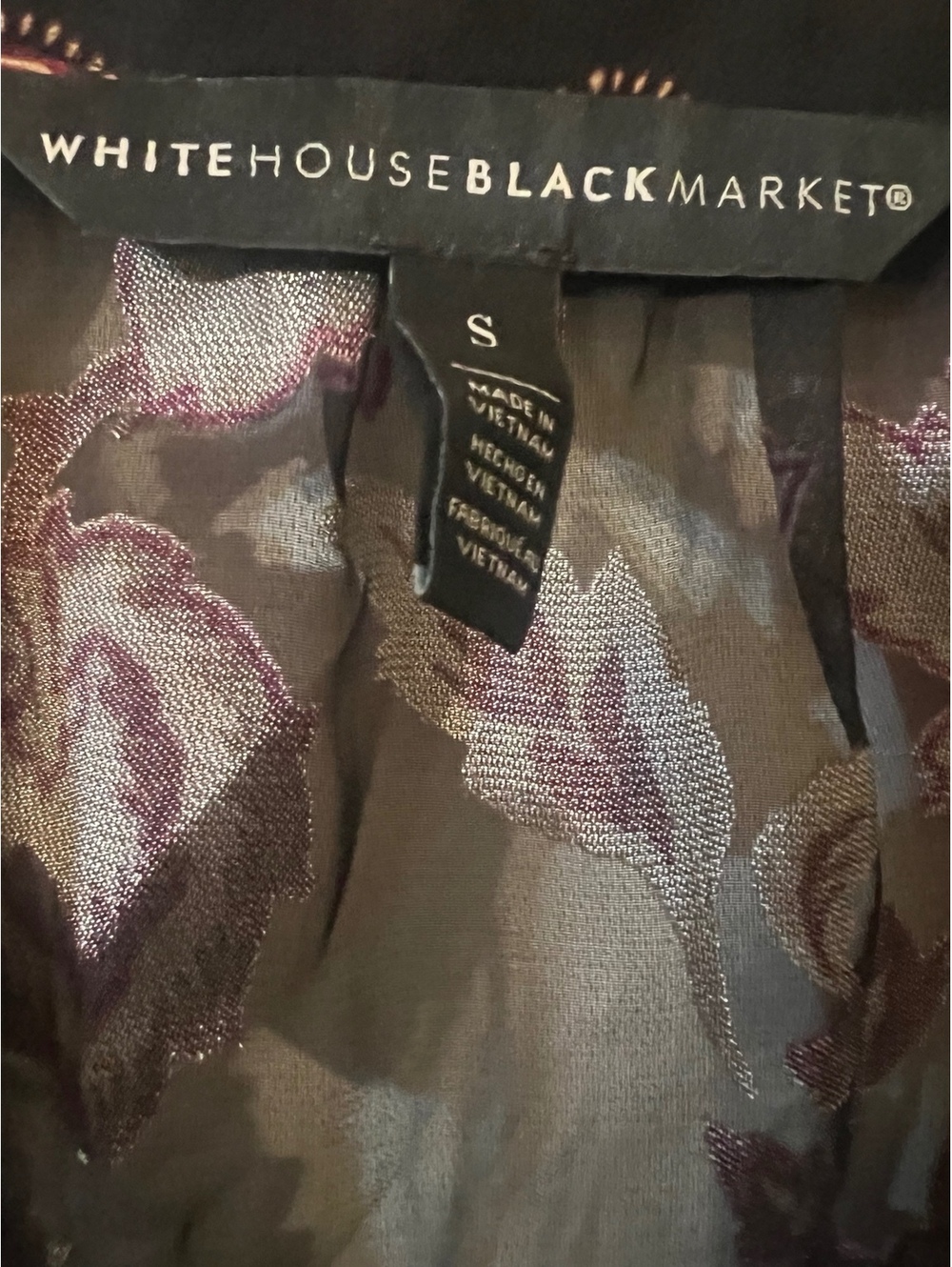 White House Black Market Sheer Floral Blouse with Smocked Cuffs - Size S - Picture 6 of 6